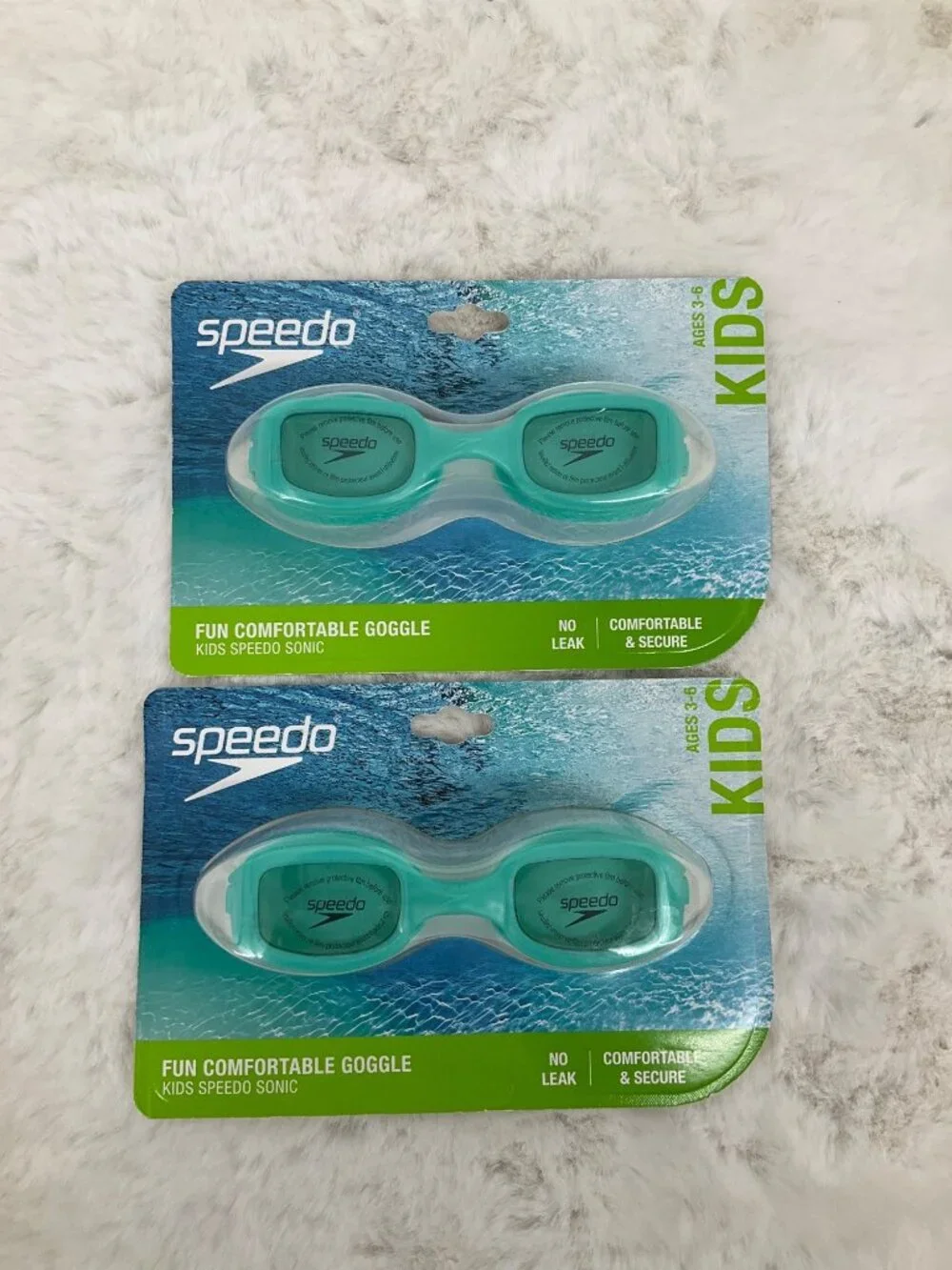 Speedo 2pk Swim Goggles Kids age 3-6 - Anti Fog No Leak UV Protection NEW Teal - Picture 4 of 4